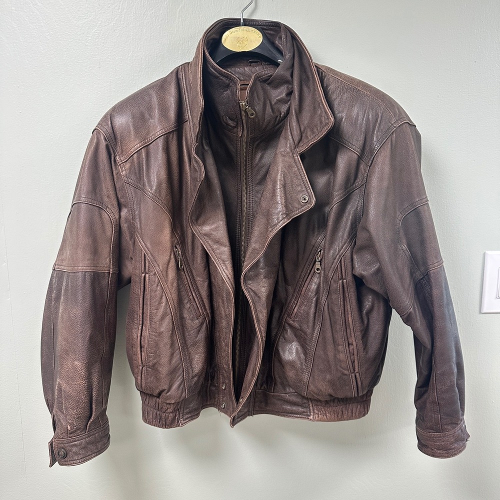 VTG Wilsons Leather Adventure Bound Brown Bomber Jacket Thinsulate Mens XL